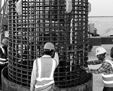 Pile cage lowering, Sheikh Jaber Al-Ahmad Al-Sabah Causeway, KUWAIT